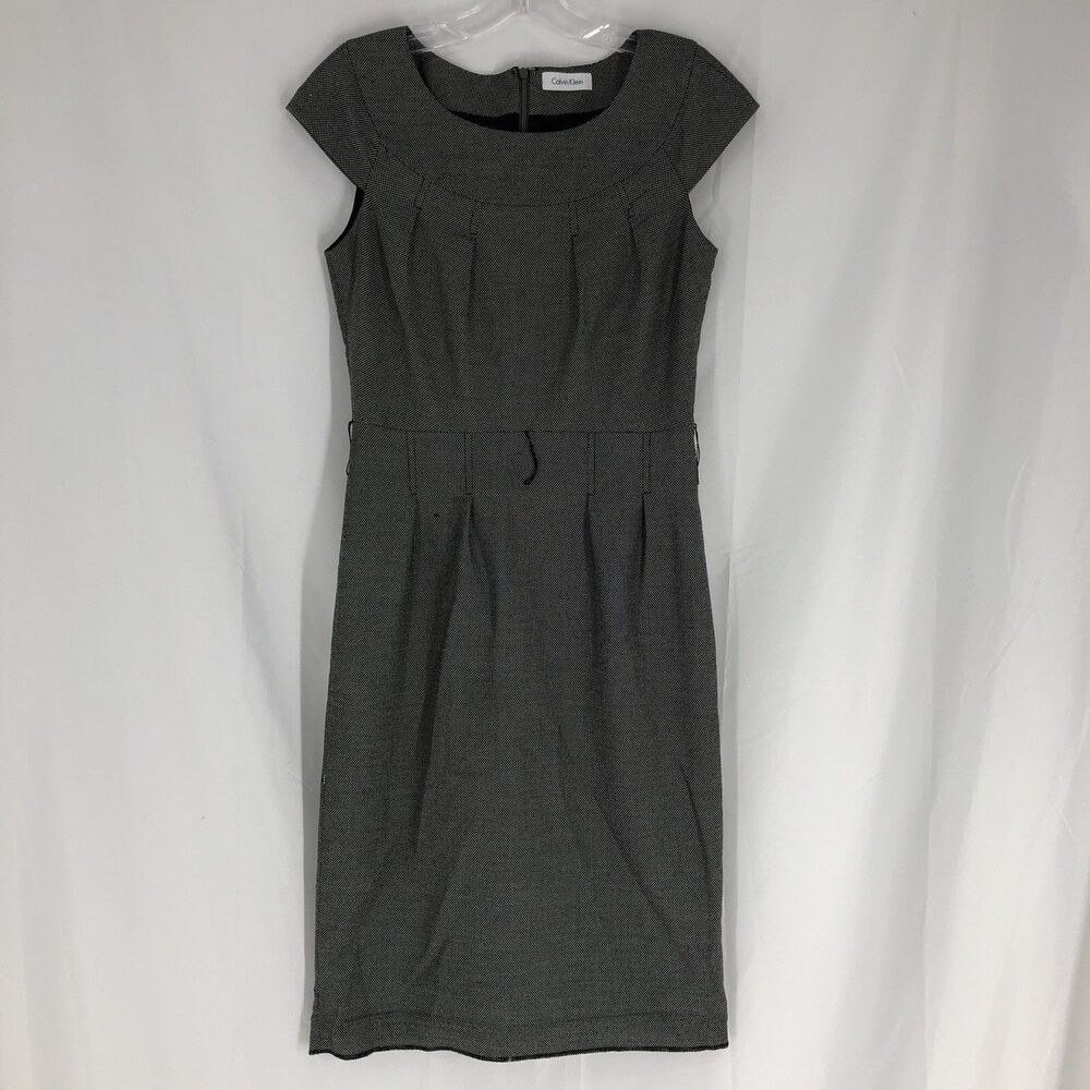 Calvin Klein Dress Womens 4 Career Cap Sleeve Sheath Flattering Pencil